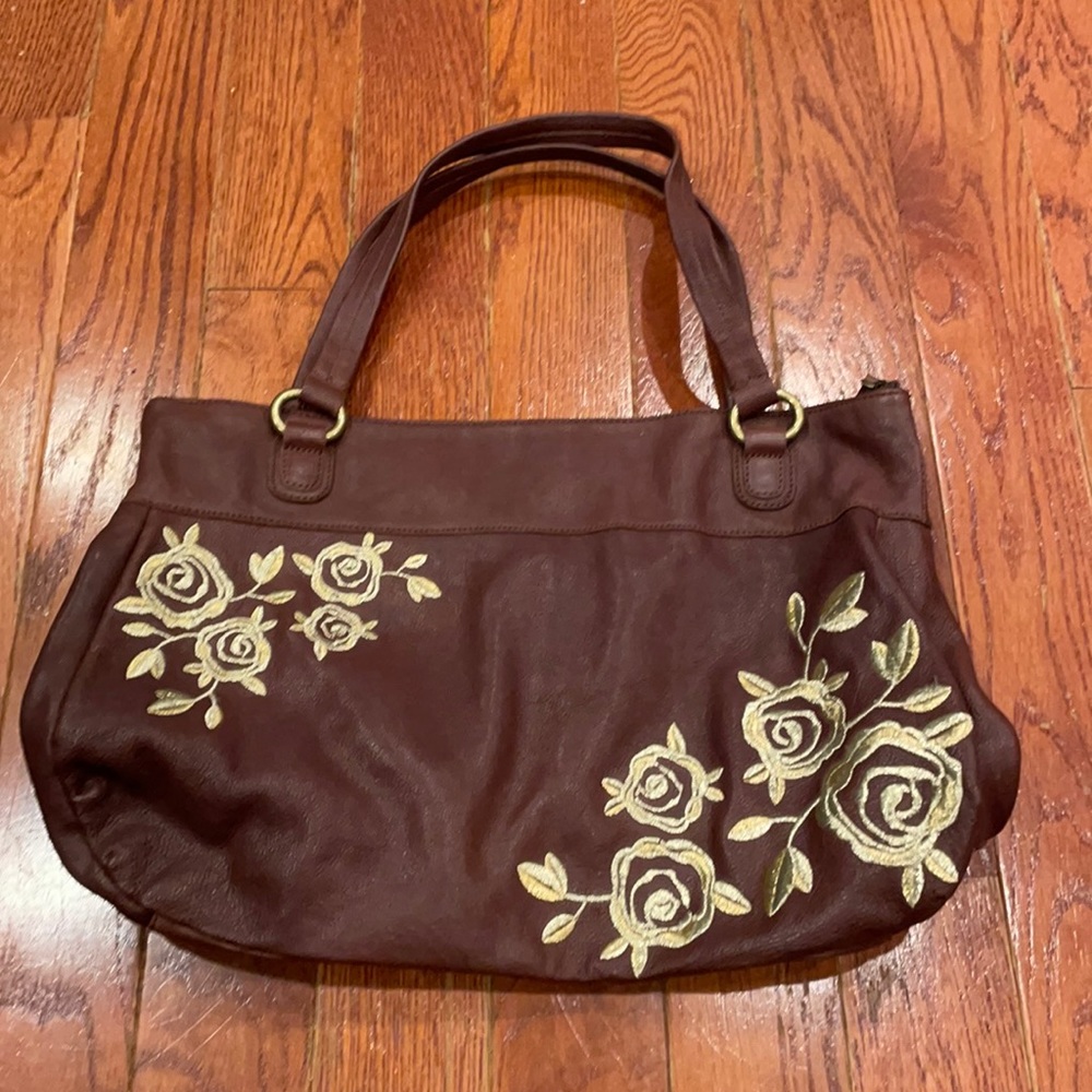 Leather Rose Tote Bag